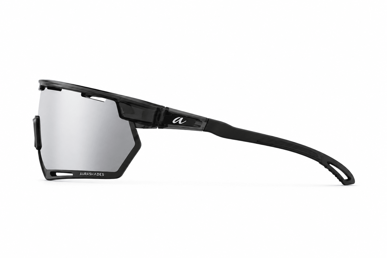 Photochromic polarised sports sunglasses side view carbon fibre frame - Aura Shades