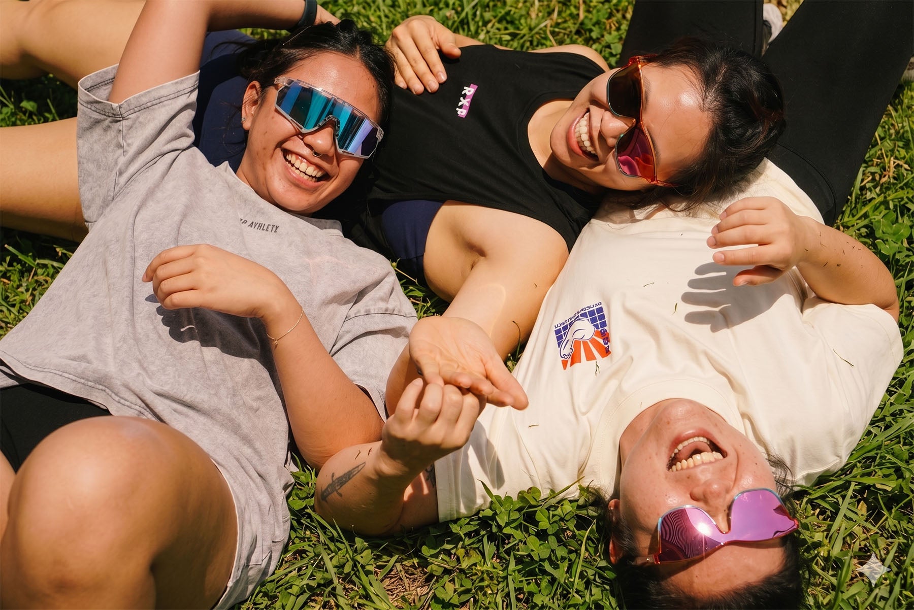 Women having fun with Aura Shades sunglasses.