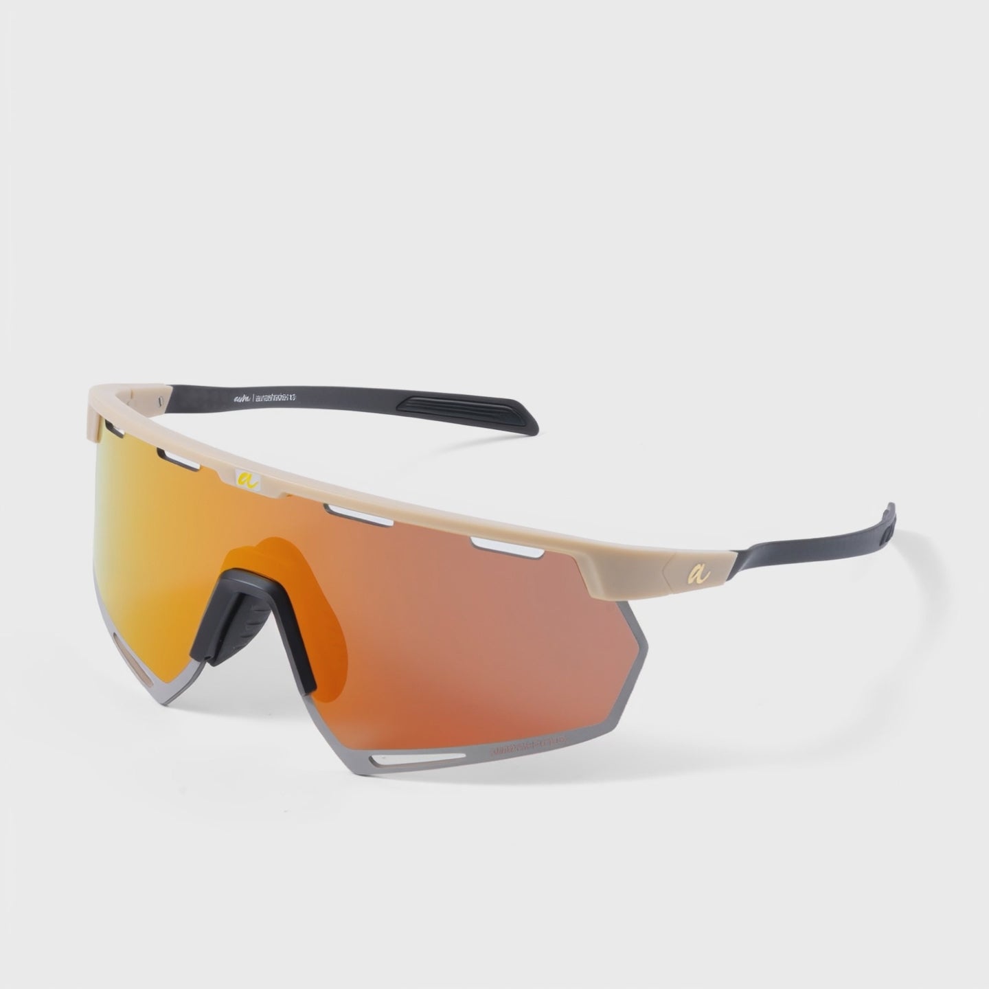 Load video: Video of a Polarised High Contrast Sunglasses in Cream and Orange Mirrored Lenses